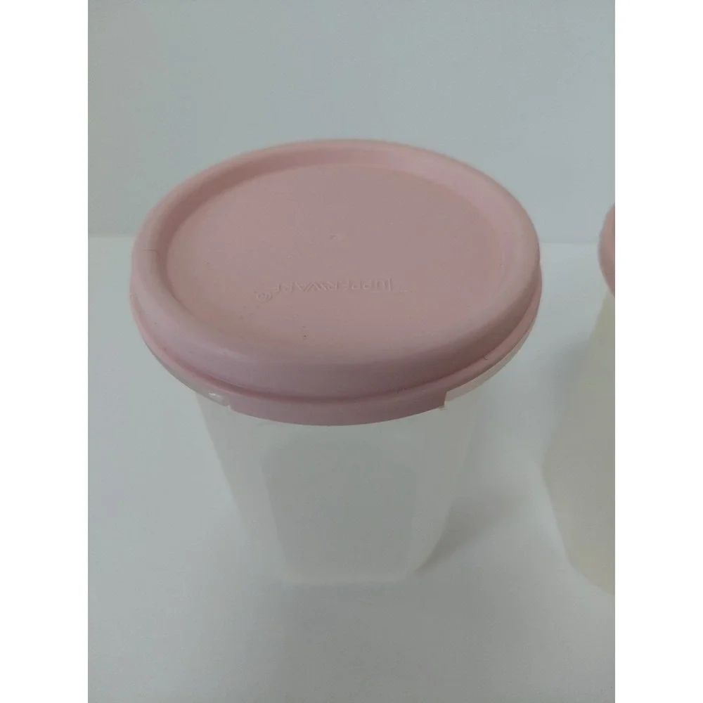 Tupperware‎ 1606 Modular Mates Round #2 Containers 15 oz Pink Seal Set of 2 VTG